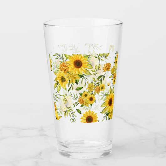 Waterverf Zonnebloem 8 Glas (Achterkant)