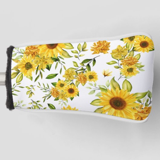 Waterverf Zonnebloem 8 Golfheadcover (Voorkant)