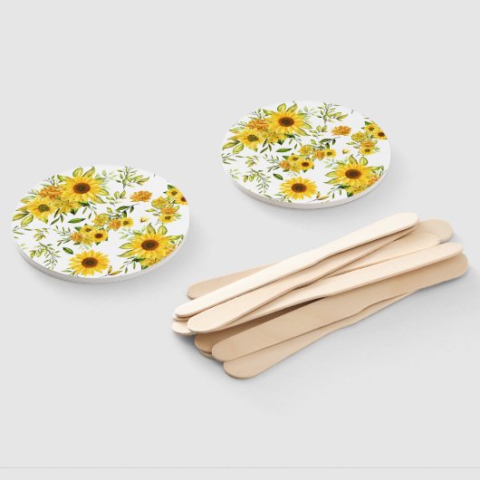 Waterverf Zonnebloem 8 Handwaaier (Niet-gemonteerd)