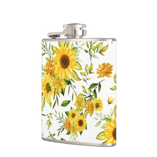 Waterverf Zonnebloem 8 Heupfles (Links)