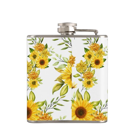 Waterverf Zonnebloem 8 Heupfles (Achterkant)