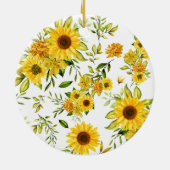 Waterverf Zonnebloem 8 Keramisch Ornament (Achterkant)