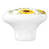 Waterverf Zonnebloem 8 Keramische Knop (Zijkant)