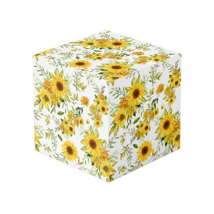 Waterverf Zonnebloem 8 Kubus