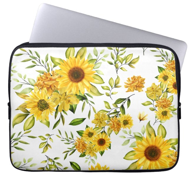 Waterverf Zonnebloem 8 Laptop Sleeve (Voorkant)
