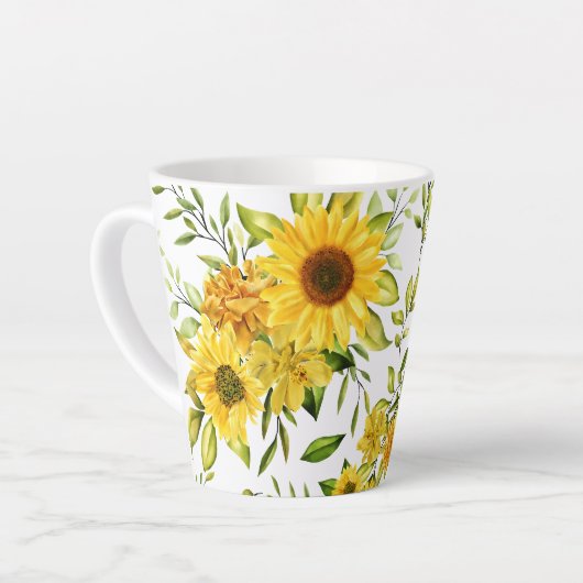 Waterverf Zonnebloem 8 Latte Mok (Linkerhoek)