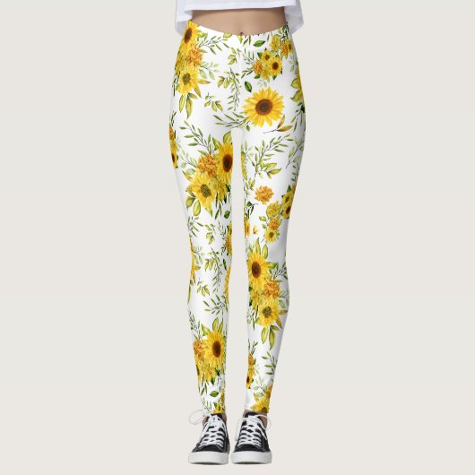 Waterverf Zonnebloem 8 Leggings (Voorkant)