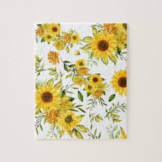 Waterverf Zonnebloem 8 Legpuzzel (Verticaal)