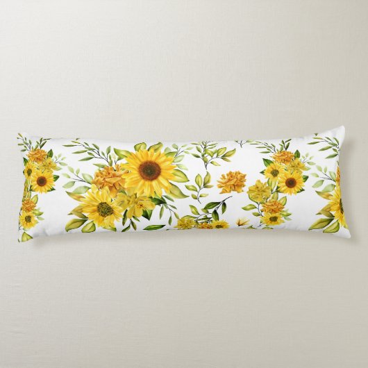 Waterverf Zonnebloem 8 Lichaamskussen (Achterkant)