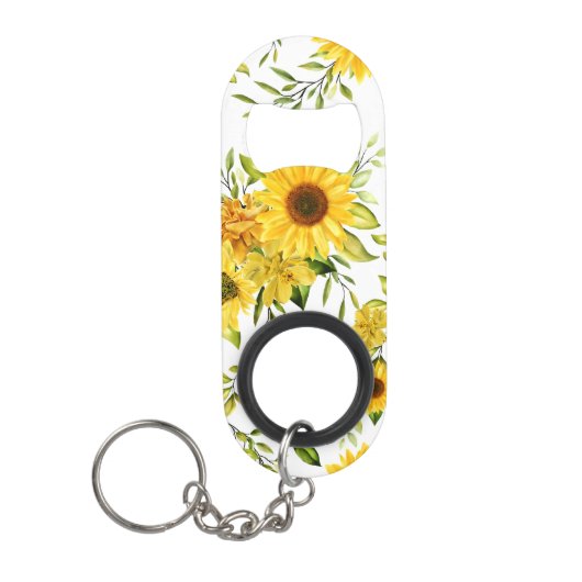 Waterverf Zonnebloem 8 Mini Flessenopener (Voorkant)