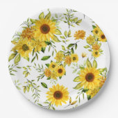 Waterverf Zonnebloem 8 Papieren Bordje (Voorkant)