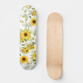 Waterverf Zonnebloem 8 Persoonlijk Skateboard (Voorkant)