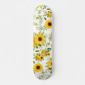 Waterverf Zonnebloem 8 Persoonlijk Skateboard (Voorkant)