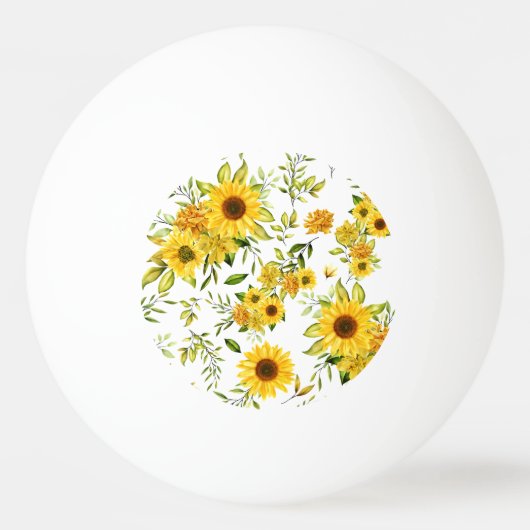 Waterverf Zonnebloem 8 Pingpongbal (Achterkant)