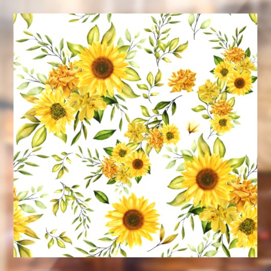 Waterverf Zonnebloem 8 Raamsticker (Vel 2)