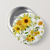 Waterverf Zonnebloem 8 Ronde Button 7,6 Cm (Voorkant /achterkant)