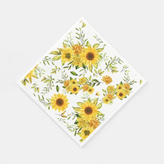 Waterverf Zonnebloem 8 Servet (Hoek)