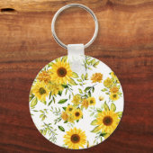 Waterverf Zonnebloem 8 Sleutelhanger (Achterkant)