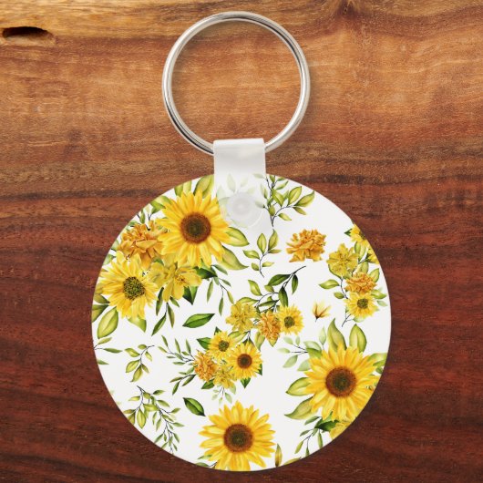 Waterverf Zonnebloem 8 Sleutelhanger (Achterkant)