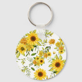 Waterverf Zonnebloem 8 Sleutelhanger (Achterkant)