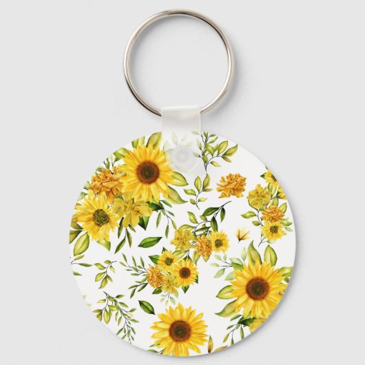 Waterverf Zonnebloem 8 Sleutelhanger (Achterkant)