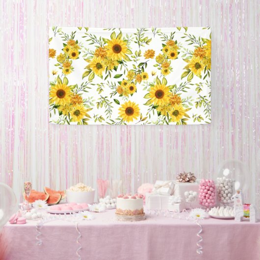 Waterverf Zonnebloem 8 Spandoek (Feest)