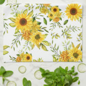 Waterverf Zonnebloem 8 Theedoek (Gevouwen)