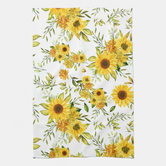 Waterverf Zonnebloem 8 Theedoek (Verticaal)