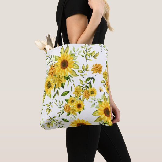Waterverf Zonnebloem 8 Tote Bag (Dichtbij)