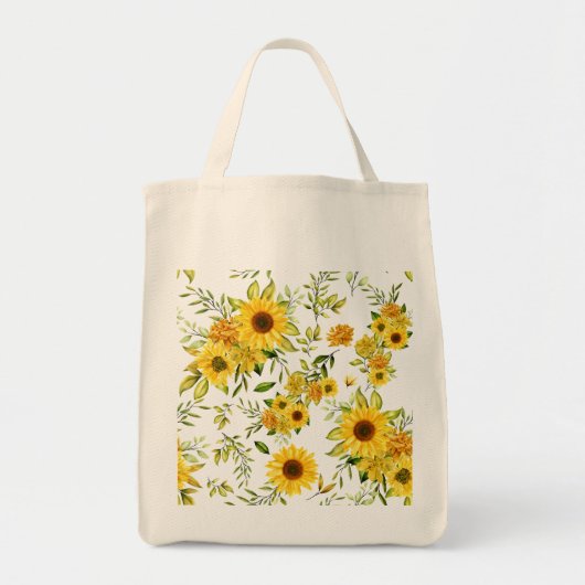 Waterverf Zonnebloem 8 Tote Bag (Voorkant)