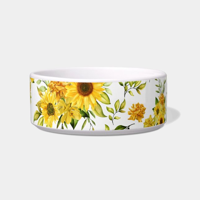 Waterverf Zonnebloem 8 Voerbakje (Voorkant)