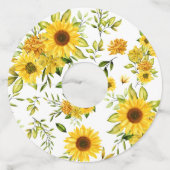 Waterverf Zonnebloem 8 Wijnglaslabel (Voorkant)