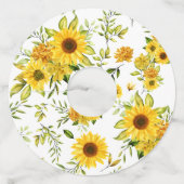 Waterverf Zonnebloem 8 Wijnglaslabel (Achterkant)