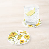 Waterverf Zonnebloem 8 Zandsteen Onderzetter (Zijkant)