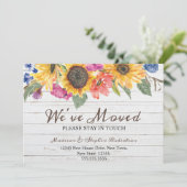 Waterverf Zonnebloem | Adres wijzigen Aankondiging (Staand voorkant)