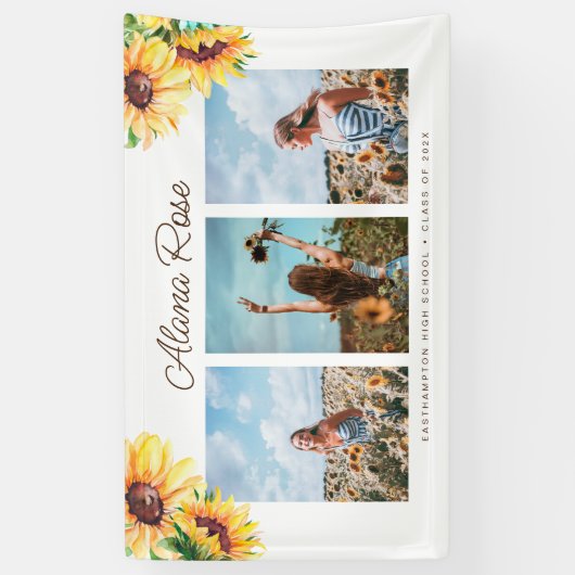 Waterverf Zonnebloem Afstuderen Banner (Verticaal)