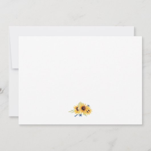 Waterverf Zonnebloem Afstuderen Foto Aankondiging (Achterkant)