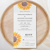 Waterverf Zonnebloem Alle in één bruiloft Uitnodig All In One Uitnodiging
