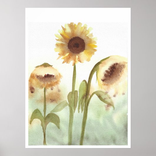 Waterverf Zonnebloem Art Print (Voorkant)