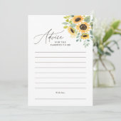 Waterverf Zonnebloem Baby shower Advies Kaart (Staand voorkant)