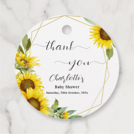 Waterverf Zonnebloem Baby shower Bedankjes Labels