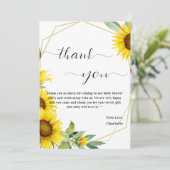 Waterverf Zonnebloem Baby shower Bedankkaart (Staand voorkant)