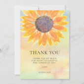 Waterverf Zonnebloem Baby shower Dank u kaart (Voorkant)
