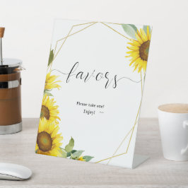 Waterverf Zonnebloem Baby shower Favors Reclamebord Met Voetstuk