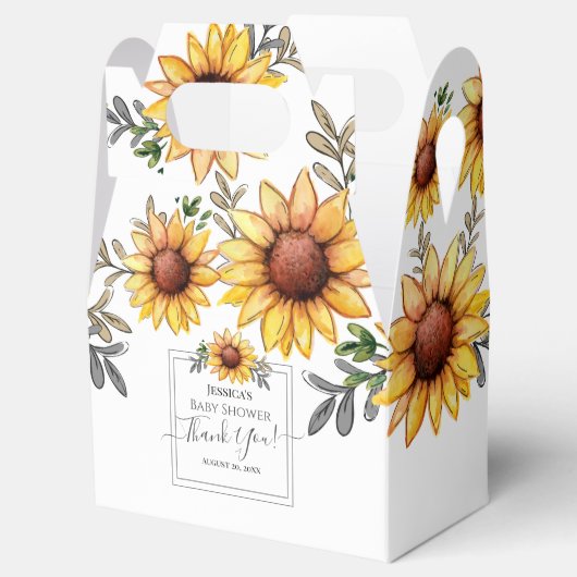 Waterverf Zonnebloem Baby shower Hartelijk dank Bedankdoosjes (Geopend)