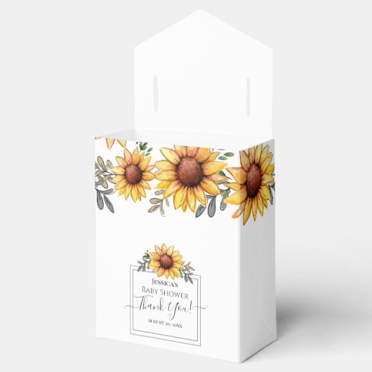 Waterverf Zonnebloem Baby shower Hartelijk dank Bedankdoosjes (Geopend)