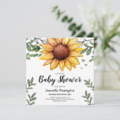 Waterverf Zonnebloem Baby shower Kaart (Staand voorkant)
