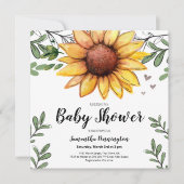 Waterverf Zonnebloem Baby shower Kaart (Voorkant)