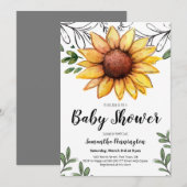 Waterverf Zonnebloem Baby shower Kaart (Voorkant / Achterkant)