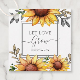 Waterverf Zonnebloem Baby shower Liefde Groei Bedankjes Labels